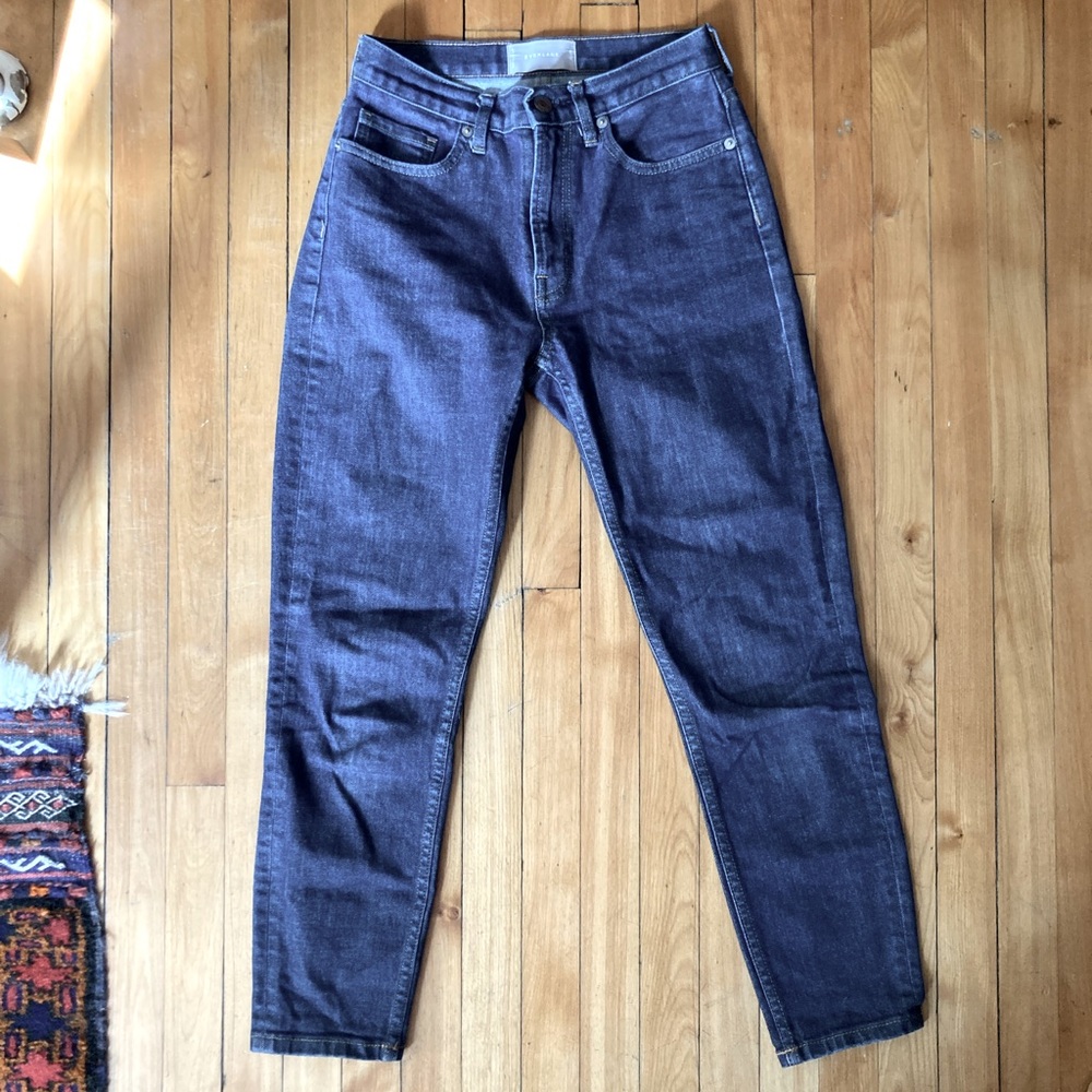 Everlane high-rise skinny jeans, dark indigo